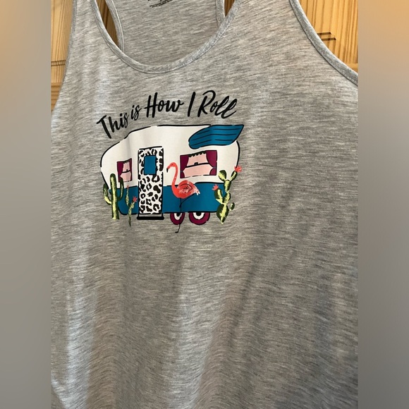 Gray This is How I Roll Camping Tank Top Size XL - Picture 4 of 7